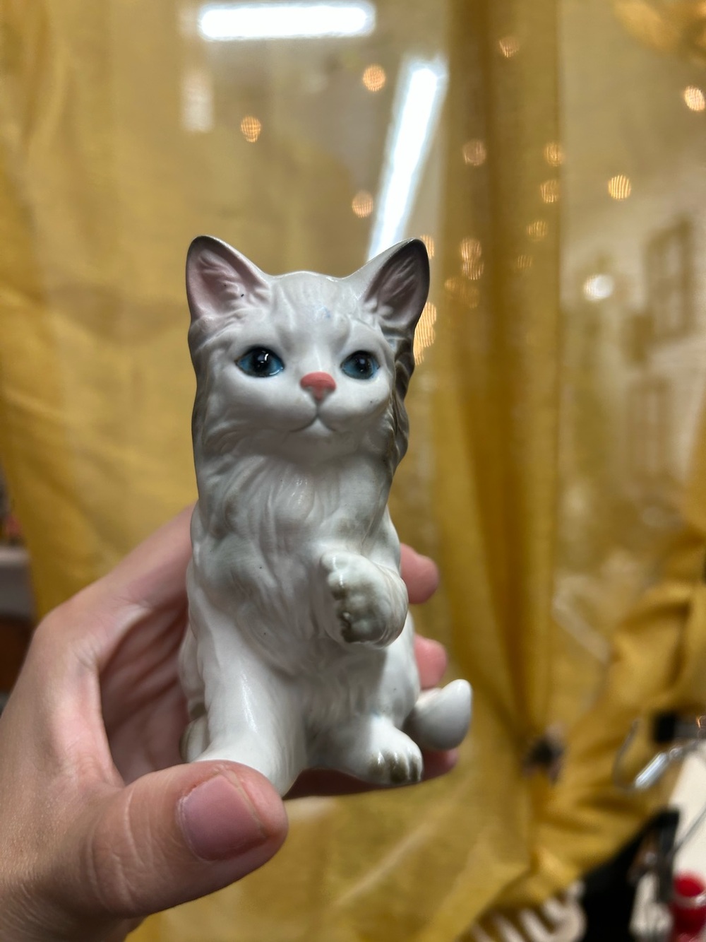 vintage Lefton White Persian Kitty Cat Porcelain Figurine Art decor collection